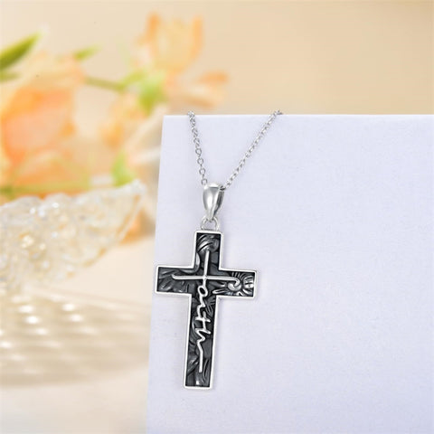 Sterling Silver Turquoise Abalone Shell Oxidation Cross Pendant Necklace