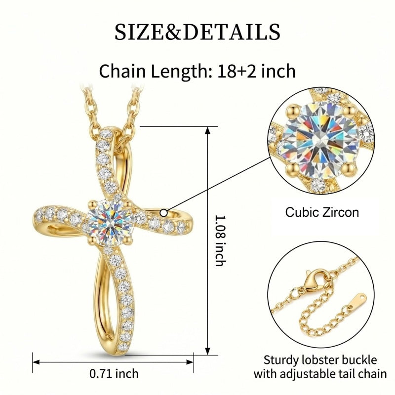14K Gold Plated Cross Pendant Necklace for Women Faith Jewelry for Anniversary Christmas  Birthday Mother's Day