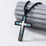 Sterling Silver Cross Christian Pendant Necklace for Men