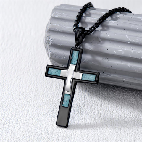 Sterling Silver Cross Christian Pendant Necklace for Men