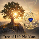 10K 14K 18K Gold Birthstone Tree of Life Pendant Necklace Engraved with I Love You Always & Forever