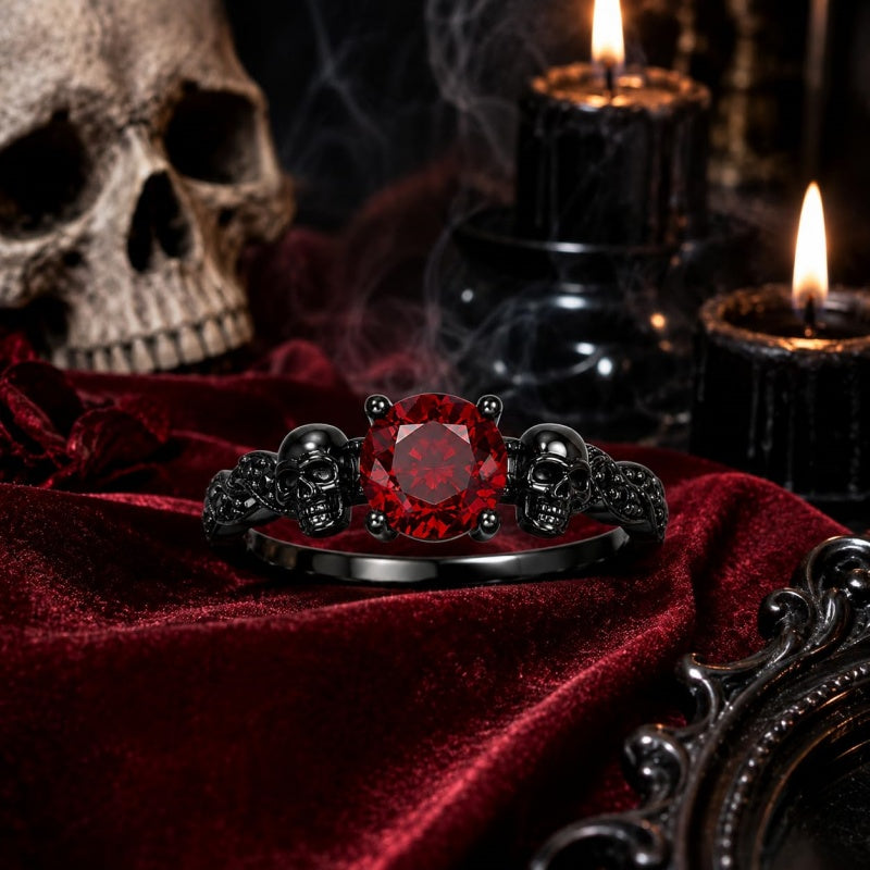 Sterling Silver 10K 14K 18K Gold Personalized Gothic Skull Ring Exquisite Spooky Jewelry for Halloween Lovers