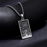 Sterling Silver Lovers Hierophant Magician Three of Swords Wheel of Fortune SkeletonTarot Card Pendant Necklace