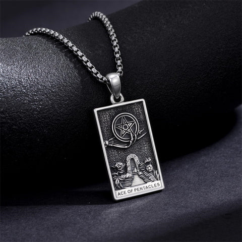 Sterling Silver Lovers Hierophant Magician Three of Swords Wheel of Fortune SkeletonTarot Card Pendant Necklace