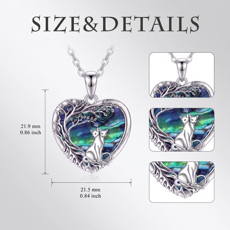 Sterling Silver Tree of Life Heart Shaped Horse Cat Dragonfly Butterfly Hummingbird Pendant Necklace