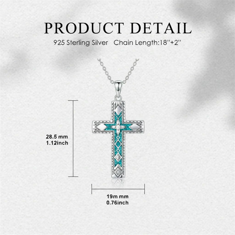 Sterling Silver Cross Pendant Necklace for Women Southwestern Cross Jewelry Gifts