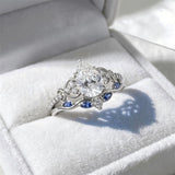 Sterling Silver 10K 14K 18K Gold 1CT-4CT Heart Round Teardrop Oval Moissanite Engagement Rings Set for Women