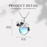 Sterling Silver Moonstone Fox Dolphin Axolotl Teddy Bear Hippo Raccoon Pendant Necklace for Women