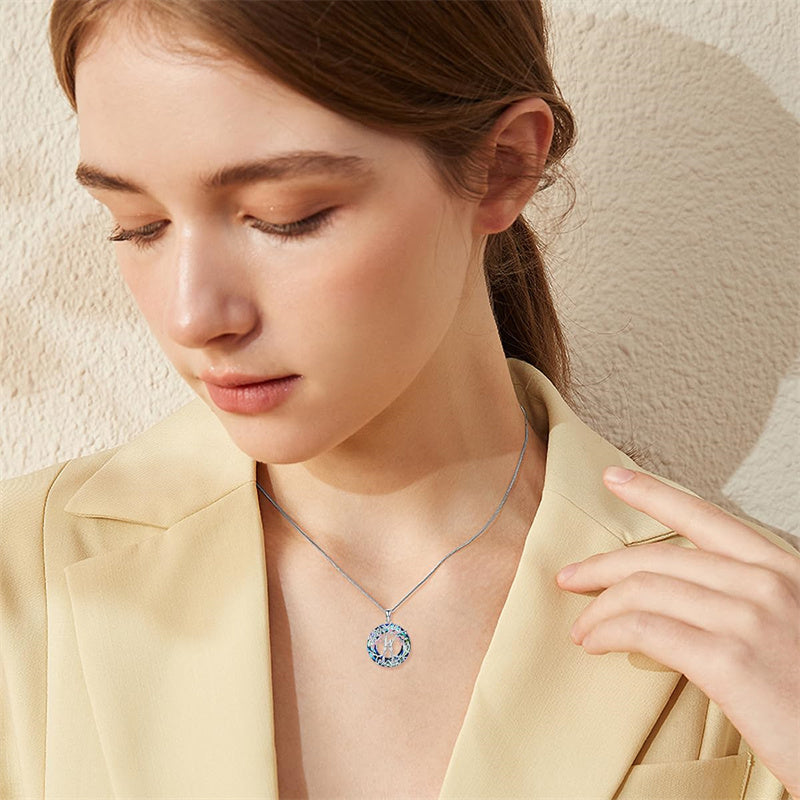 Sterling Silver Crystal Tree of Life Family Pendant Necklace for 1 to 5 Children