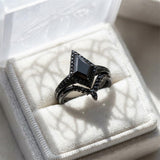 Sterling Silver 10K  14K  18K Gold 1CT-4CT Black Onyx Engagement Ring Gothic Wedding Promise Ring