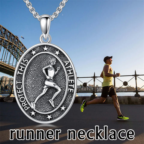 Sterling Silver Baseball Soccer Hockey Football Basketball Taekwondo Tennis Golf Runner Pendant Necklace