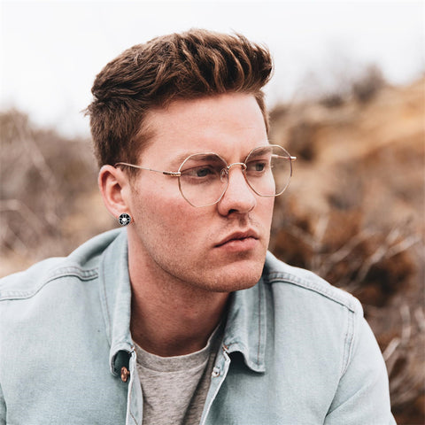 Sterling Silver Black Onyx Tree of Life Ankh Cross Skull Valknu Viking Stud Earrings