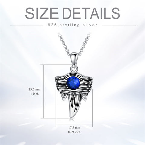 Sterling Silver Cubic Zirconia Shark Tooth Pendant Necklace