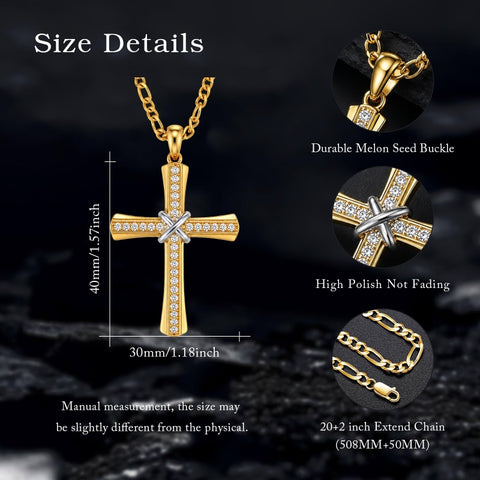 14K Gold  Plated Cross Necklace Simple Religious Jewelry Gift