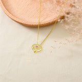 10K 14K 18K Gold Personalized Birthstone Engraved Heart Sunflower Pendant Necklace
