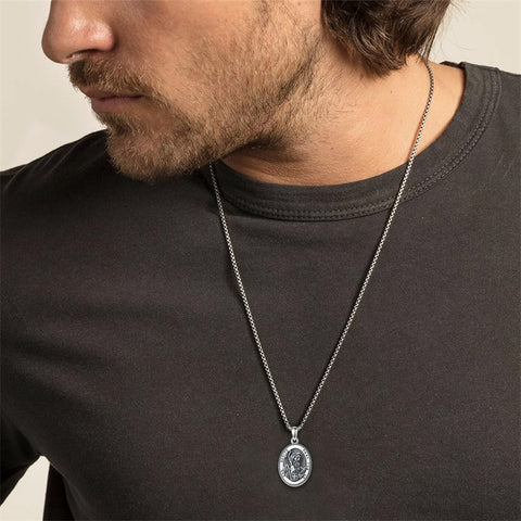 Sterling Silver Saint Joseph St Michael Saint Peter Saint Christopher Religious Pendant Necklace