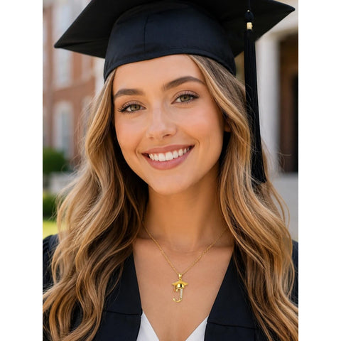 Initial  Graduation 14K Gold Plated Inspiring Grad Pendant Necklace Graduations Jewelry Gifts