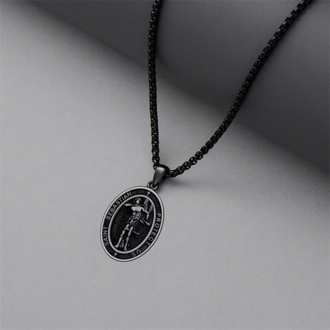 Sterling Silver Saint Christopher St Michael Saint Sebastian Amulet Pendant Necklace