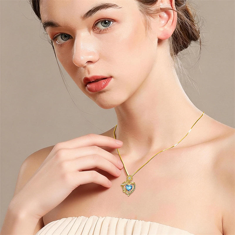 10K 14K 18K Gold  12 Months Birthstones Sunflower Pendant Necklace Engraved with You are My Sunshine