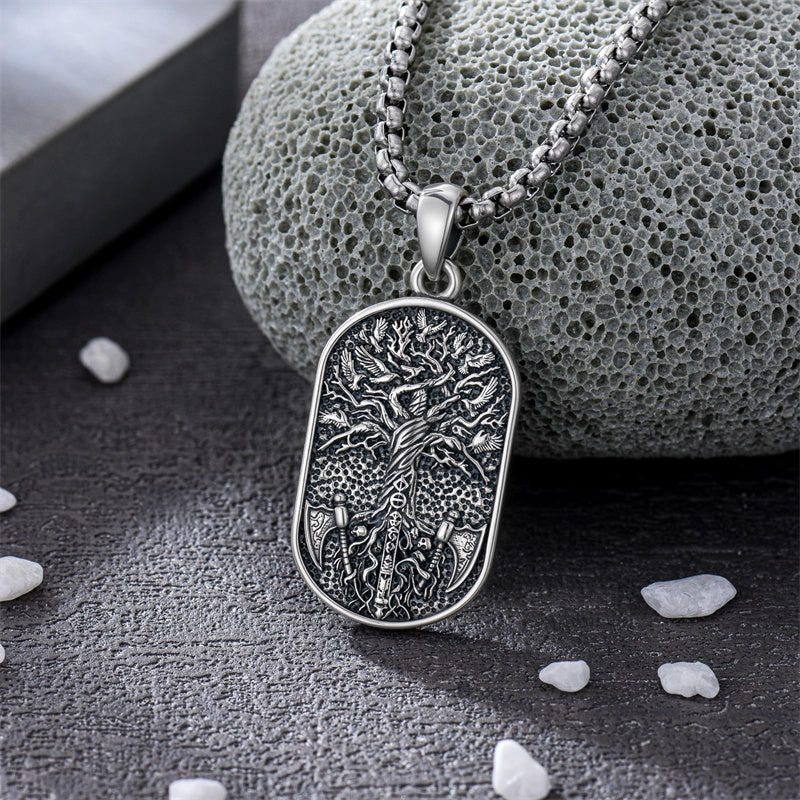 Sterling Silver Memento Mori Tree of Life Anubis Pendant Viking Amulet   Protection Pendant Necklace Egyptian Jewelry Christmas Birthday Gifts