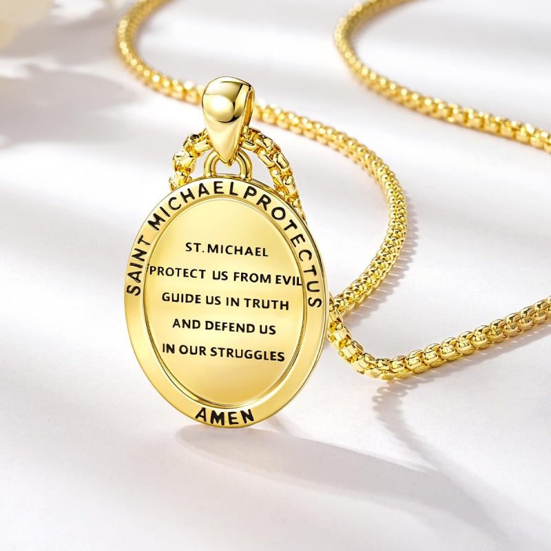 Patron Saint Medals Protection  14K Gold Plated Necklace for Men