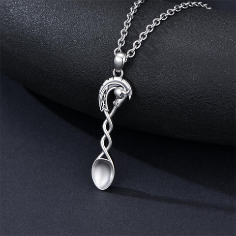 Sterling Silver Horse Turtle Dragon Masks Spoon Pendant Necklace