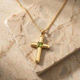 14K Gold Plated  Birthstone Cross Necklace  Pendant Necklace Mother's Day Birthday Gifts for Women