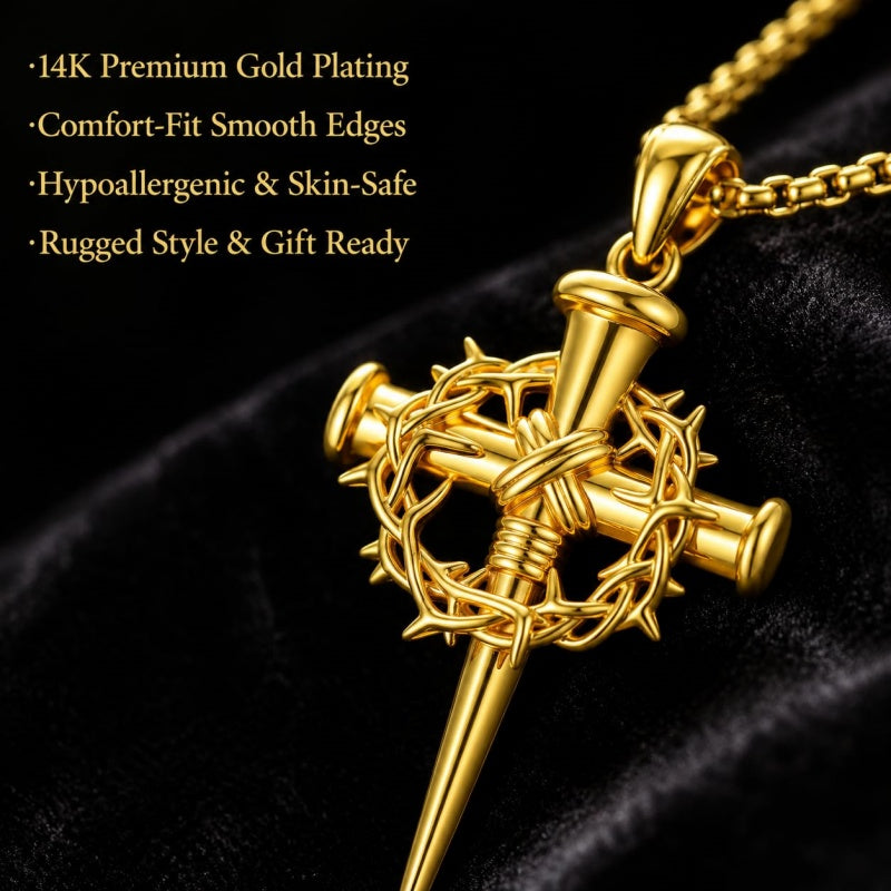 Cross Pendant Necklace  14K Gold Plated Christian Faith Jewelry