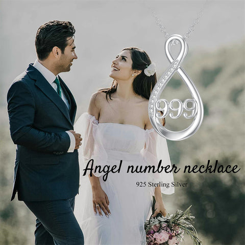 Sterling Silver 111 222 333 444 555 777 888 999 Infinity Angel Number Pendant Necklace