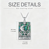 Sterling Silver Abalone Shell Tarot Card Pendant Necklace Gifts for Birthday Halloween Anniversary Valentine’s Day