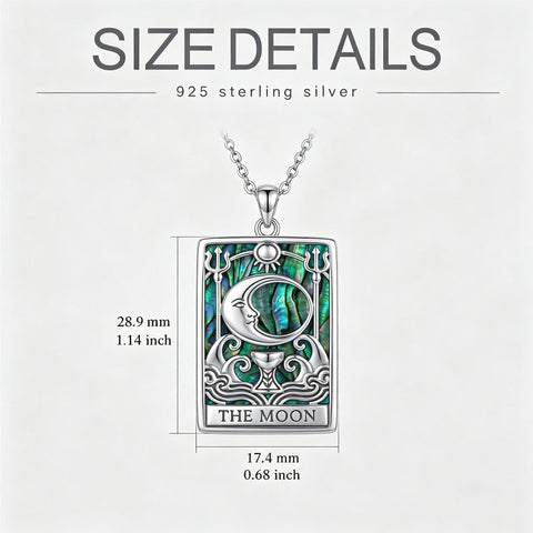 Sterling Silver Abalone Shell Tarot Card Pendant Necklace Gifts for Birthday Halloween Anniversary Valentine’s Day