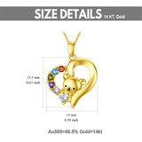 14K Gold 5A Cubic Zirconia Bear Pendant Necklace