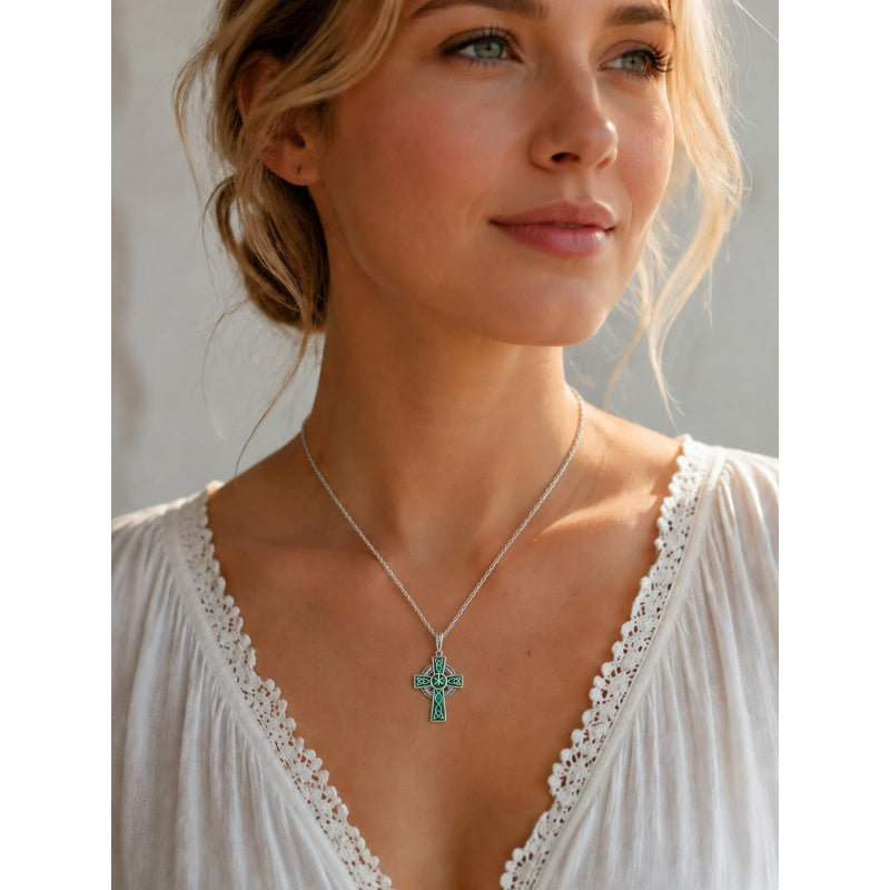 14K Gold Plated Celtic Vikin Cross Pendant Necklace Irish Jewelry Religious Protective Gift