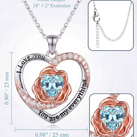 14K Gold Plated  Birthstone Rose Flower Necklaces for Women