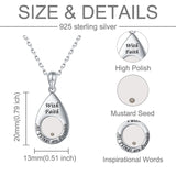 Sterling Silver Teardrop Mustard Seed Necklace With Faith All Things are Possible Inspirational Necklace Jewelry