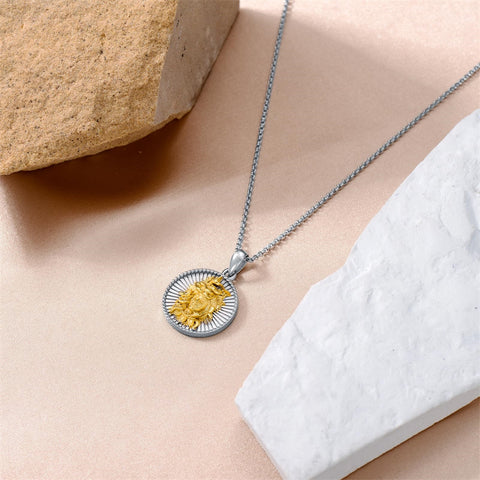 Sterling Silver Gold Medusa Goddess Amulet Pendant Necklace