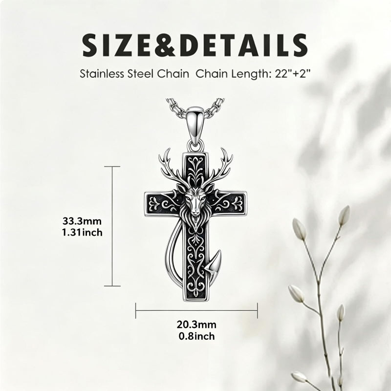 Sterling Silver Praying Hands Angel Sword Wing Cross Pendant Necklace Religious Gifts for Men