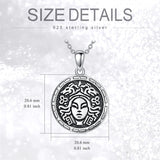 Sterling Silver Sunflower Medusa Triple Moon Goddess Amulet Pendant Necklace