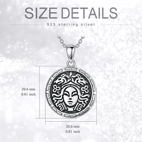 Sterling Silver Sunflower Medusa Triple Moon Goddess Amulet Pendant Necklace