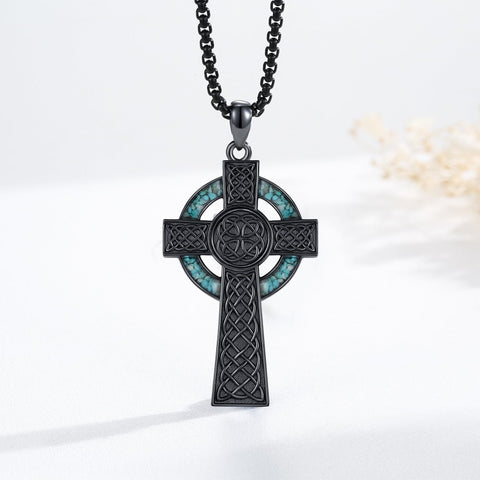 14K Gold Plated Celtic Vikin Cross Pendant Necklace Irish Jewelry Religious Protective Gift