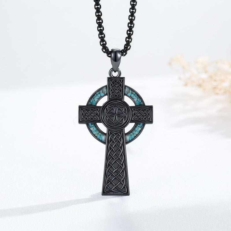 14K Gold Plated Celtic Vikin Cross Pendant Necklace Irish Jewelry Religious Protective Gift