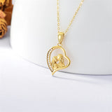 14K Solid Gold Mother Daughter Necklace for Women Mom Jewelry Mothers Day Christmas Gift for Her Mom