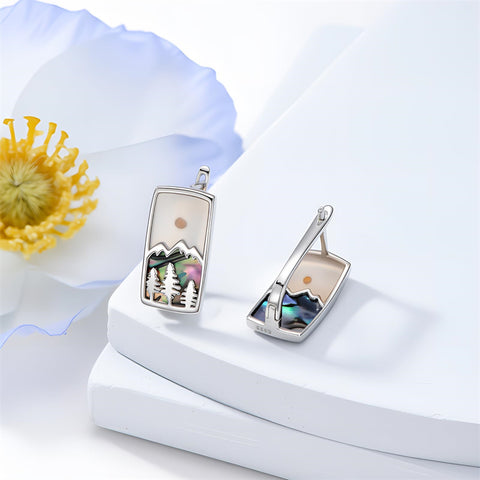 Sterling Silver Abalone Shell Mountain Cat Dog Fox Dragonfly Hummingbird Earring