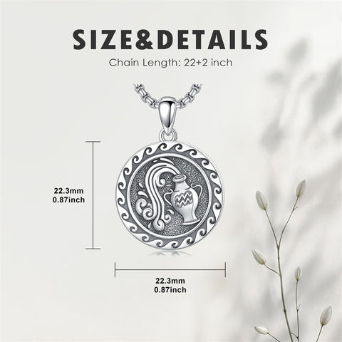 Sterling Silver 12 Zodiac Astrology Horoscope Pendant Necklace