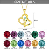 10K 14K 18K Gold Personalized  Birthstone Name Heart Pendant Necklace