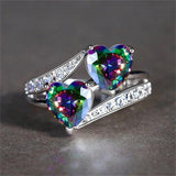 Mystic Topaz Rings Engagement Rings For Women Heart Mystic Topaz Ring And Moissanite Engagement Ring 925 Sterling Silver Mystic Topaz Ring