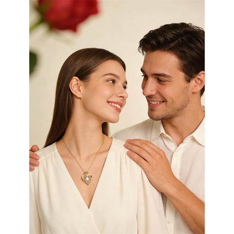 Sterling Silver Birthstone Rose Necklace for Women