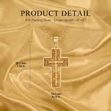 14k Gold Plated Cross Deer Antler Celtic Knot Sword Twisted Rope Cross Pendant Necklace for Men