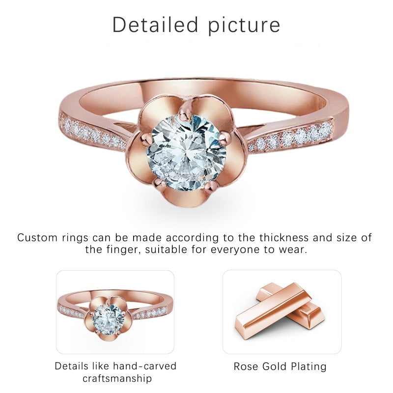 Sterling Silver 10K 14K 18K Gold Personalized Engraved 1-3 Carat Round Moissanite   Anniversary  Engagement Ring