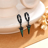 Sterling Silver Black Sword Cross Hoop Earrings Gift for Men Women